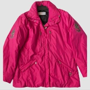 Vintage 90s Bogner Ski Jacket Pink Leopard Embroidered Size 12 Y2K Canada